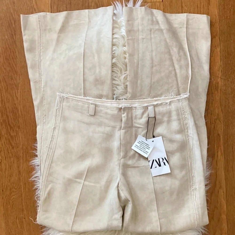 Zara Ltd Ed Special Wash Low-Rise Full-Length 100% Viscose Flare Trousers